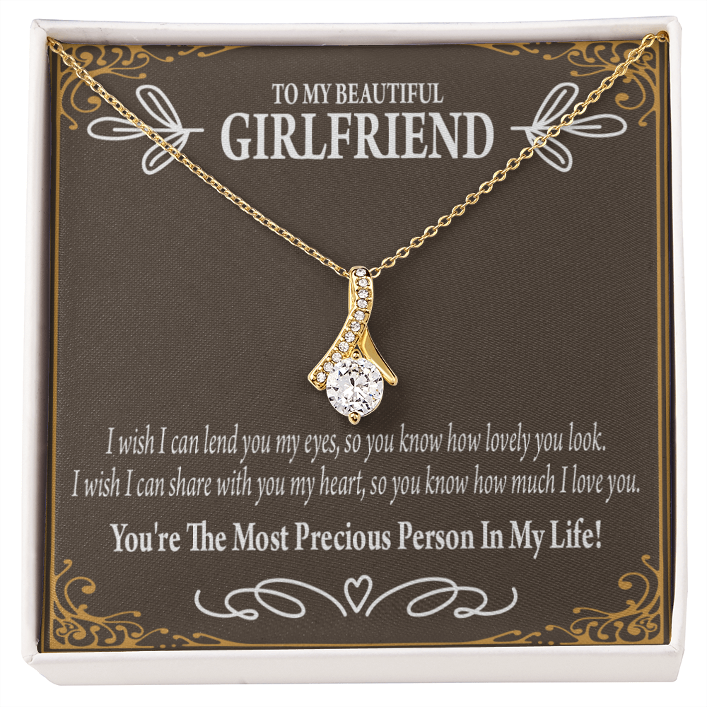 To My Girlfriend Precious Love Alluring Ribbon Necklace Message Card-Express Your Love Gifts