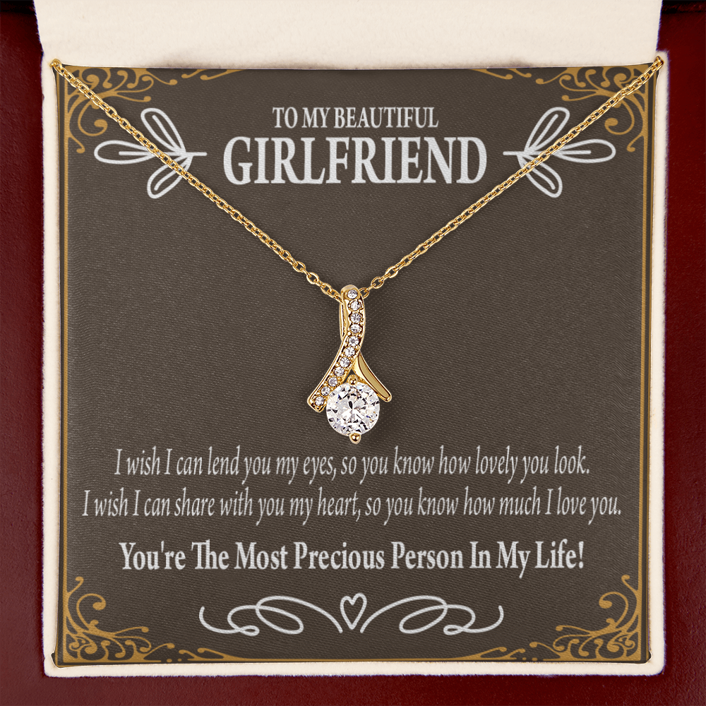 To My Girlfriend Precious Love Alluring Ribbon Necklace Message Card-Express Your Love Gifts