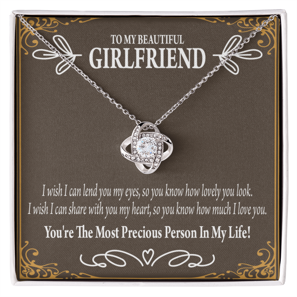 To My Girlfriend Precious Love Infinity Knot Necklace Message Card-Express Your Love Gifts