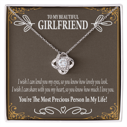 To My Girlfriend Precious Love Infinity Knot Necklace Message Card-Express Your Love Gifts