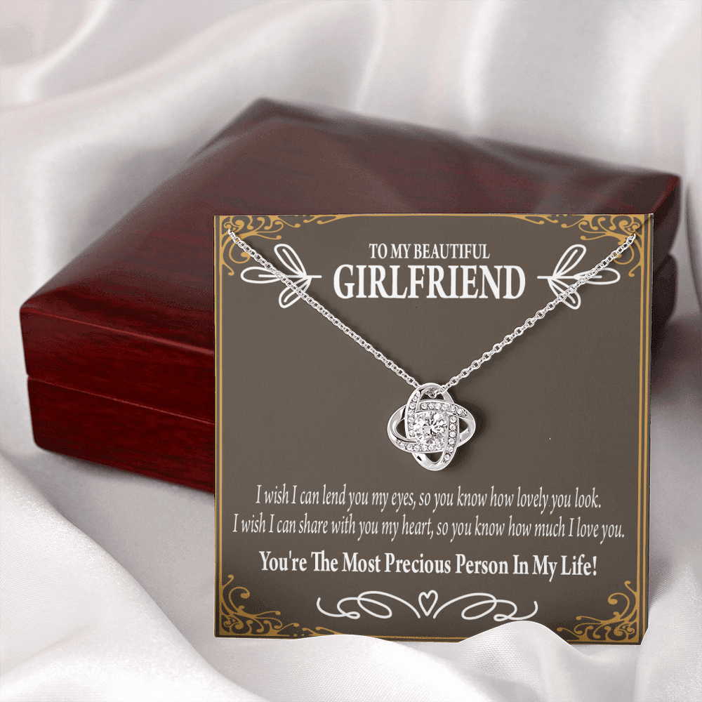 To My Girlfriend Precious Love Infinity Knot Necklace Message Card-Express Your Love Gifts