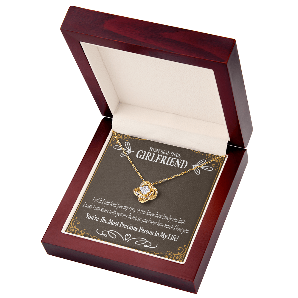To My Girlfriend Precious Love Infinity Knot Necklace Message Card-Express Your Love Gifts