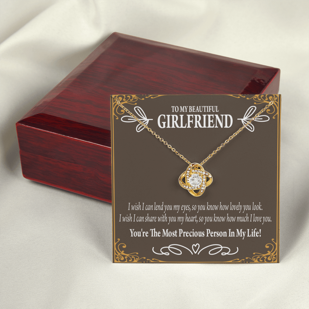 To My Girlfriend Precious Love Infinity Knot Necklace Message Card-Express Your Love Gifts