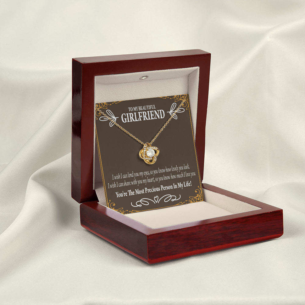 To My Girlfriend Precious Love Infinity Knot Necklace Message Card-Express Your Love Gifts