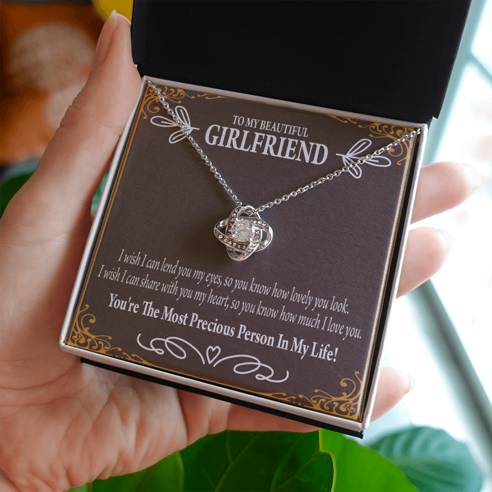 To My Girlfriend Precious Love Infinity Knot Necklace Message Card-Express Your Love Gifts