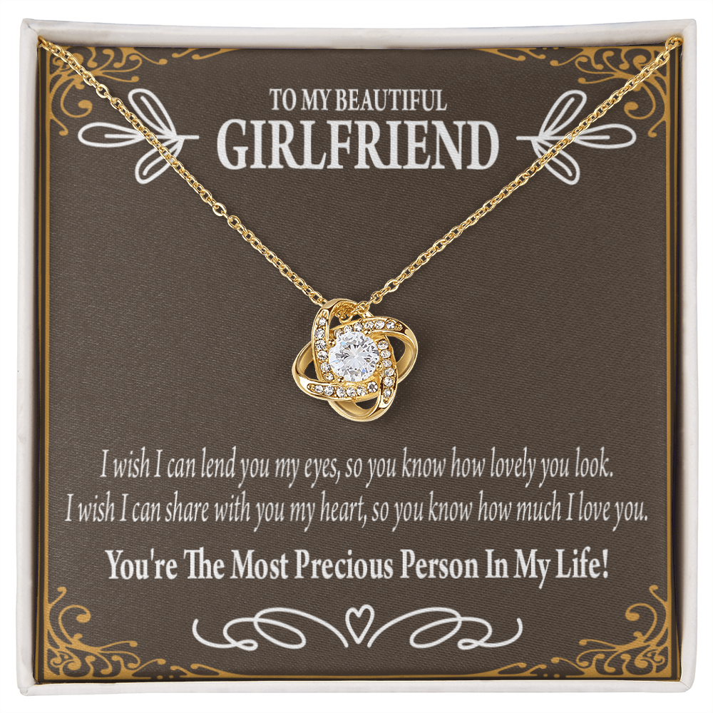 To My Girlfriend Precious Love Infinity Knot Necklace Message Card-Express Your Love Gifts
