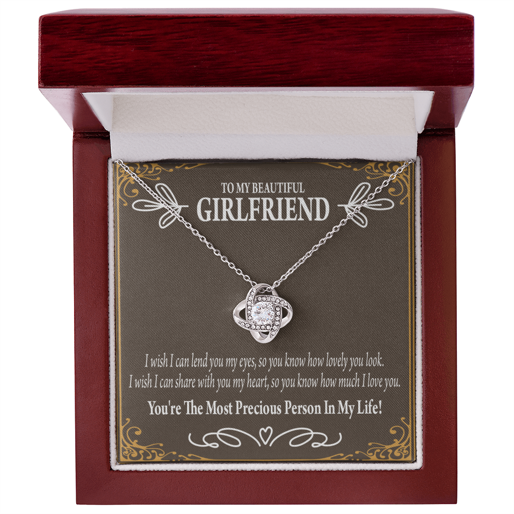 To My Girlfriend Precious Love Infinity Knot Necklace Message Card-Express Your Love Gifts