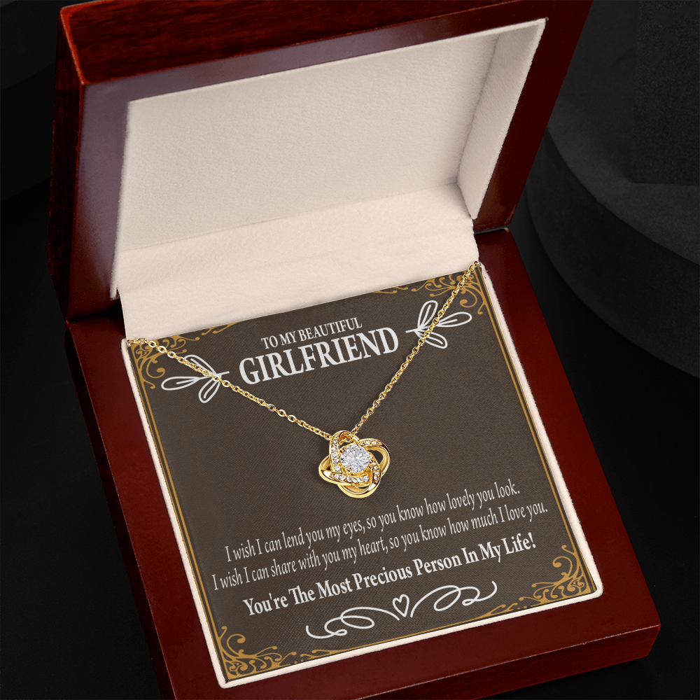 To My Girlfriend Precious Love Infinity Knot Necklace Message Card-Express Your Love Gifts