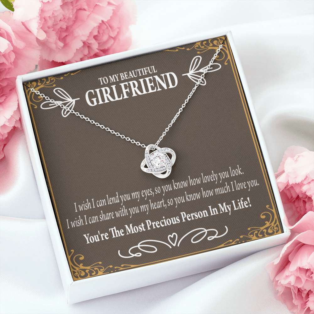 To My Girlfriend Precious Love Infinity Knot Necklace Message Card-Express Your Love Gifts