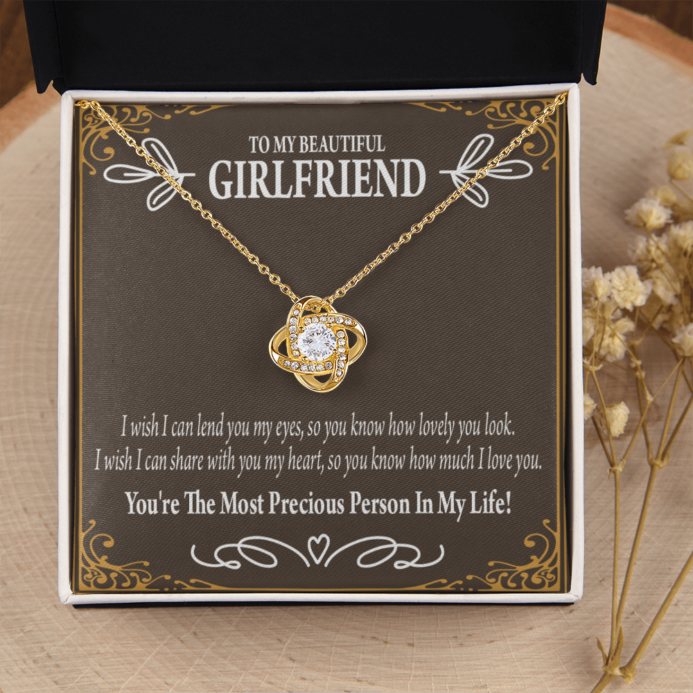 To My Girlfriend Precious Love Infinity Knot Necklace Message Card-Express Your Love Gifts