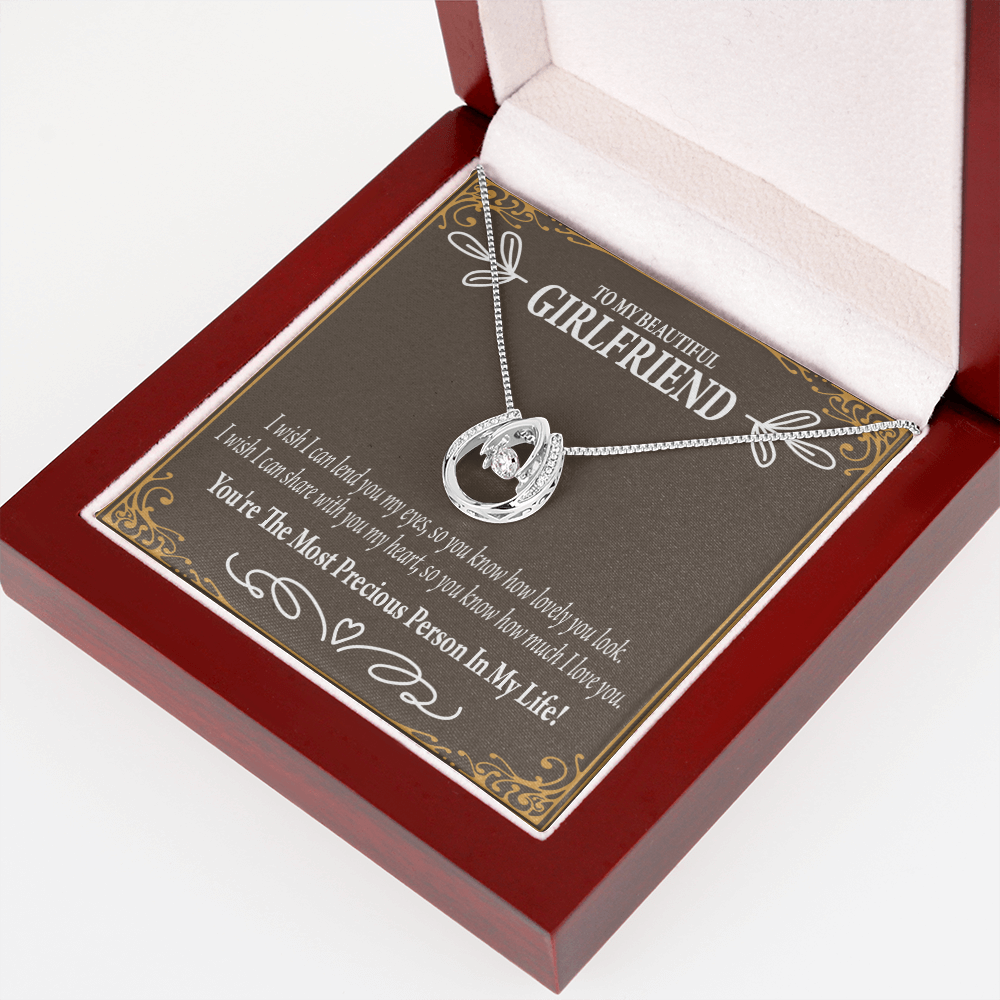 To My Girlfriend Precious Love Lucky Horseshoe Necklace Message Card 14k w CZ Crystals-Express Your Love Gifts