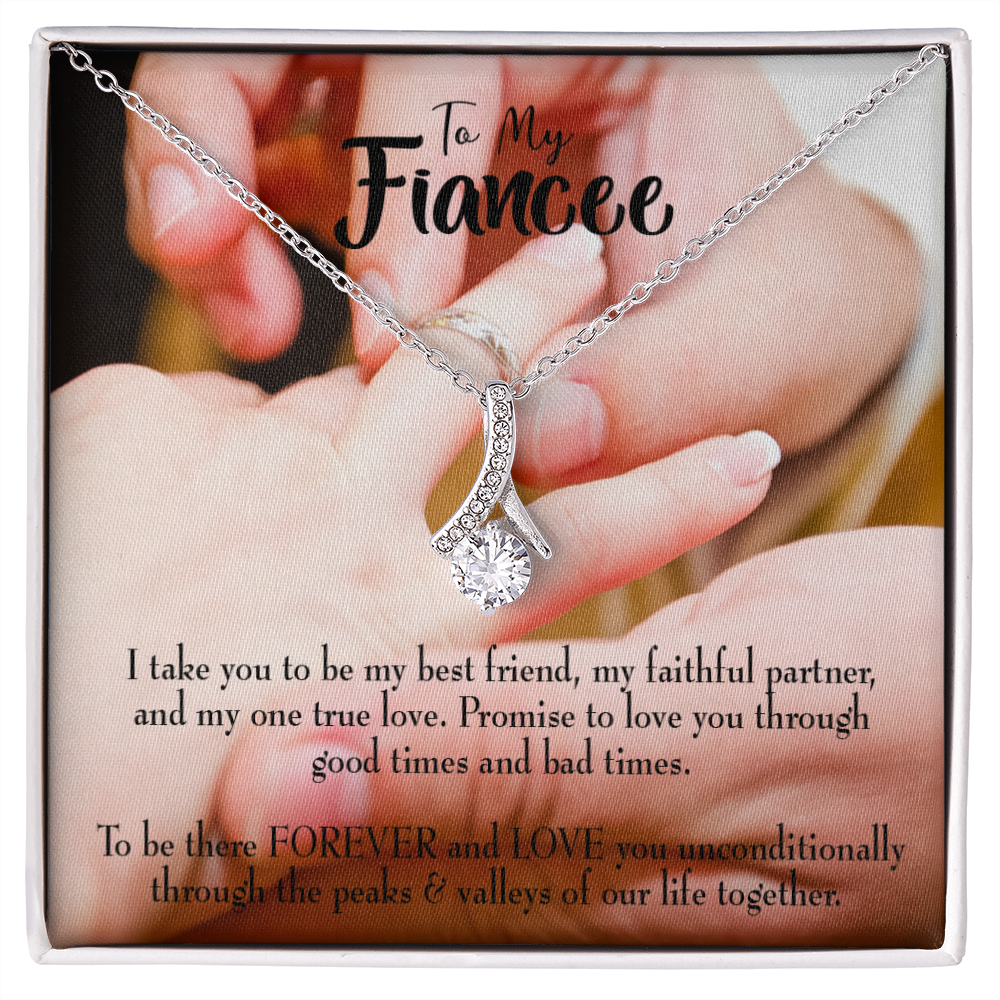 To My Girlfriend Promise to Fiancee Alluring Ribbon Necklace Message Card-Express Your Love Gifts