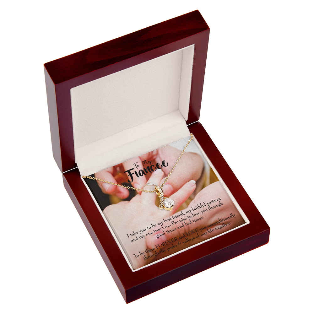To My Girlfriend Promise to Fiancee Alluring Ribbon Necklace Message Card-Express Your Love Gifts