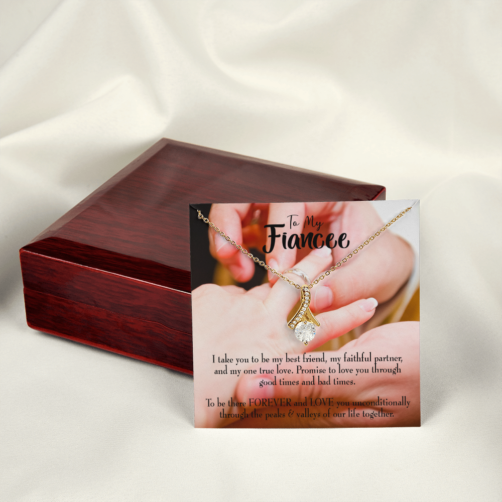 To My Girlfriend Promise to Fiancee Alluring Ribbon Necklace Message Card-Express Your Love Gifts
