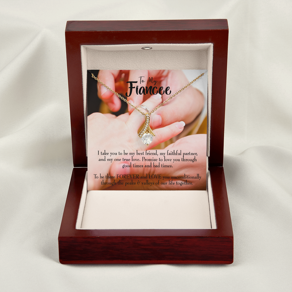 To My Girlfriend Promise to Fiancee Alluring Ribbon Necklace Message Card-Express Your Love Gifts