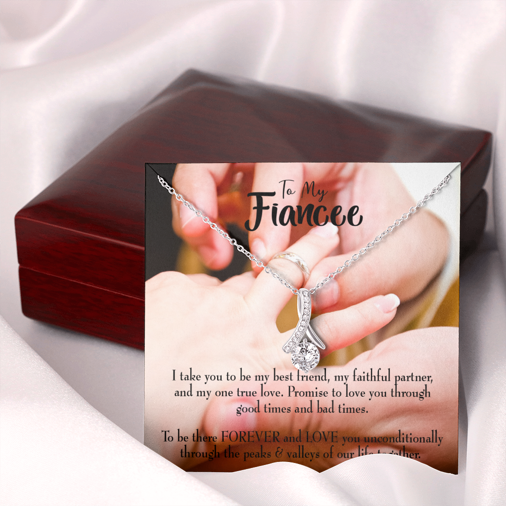 To My Girlfriend Promise to Fiancee Alluring Ribbon Necklace Message Card-Express Your Love Gifts