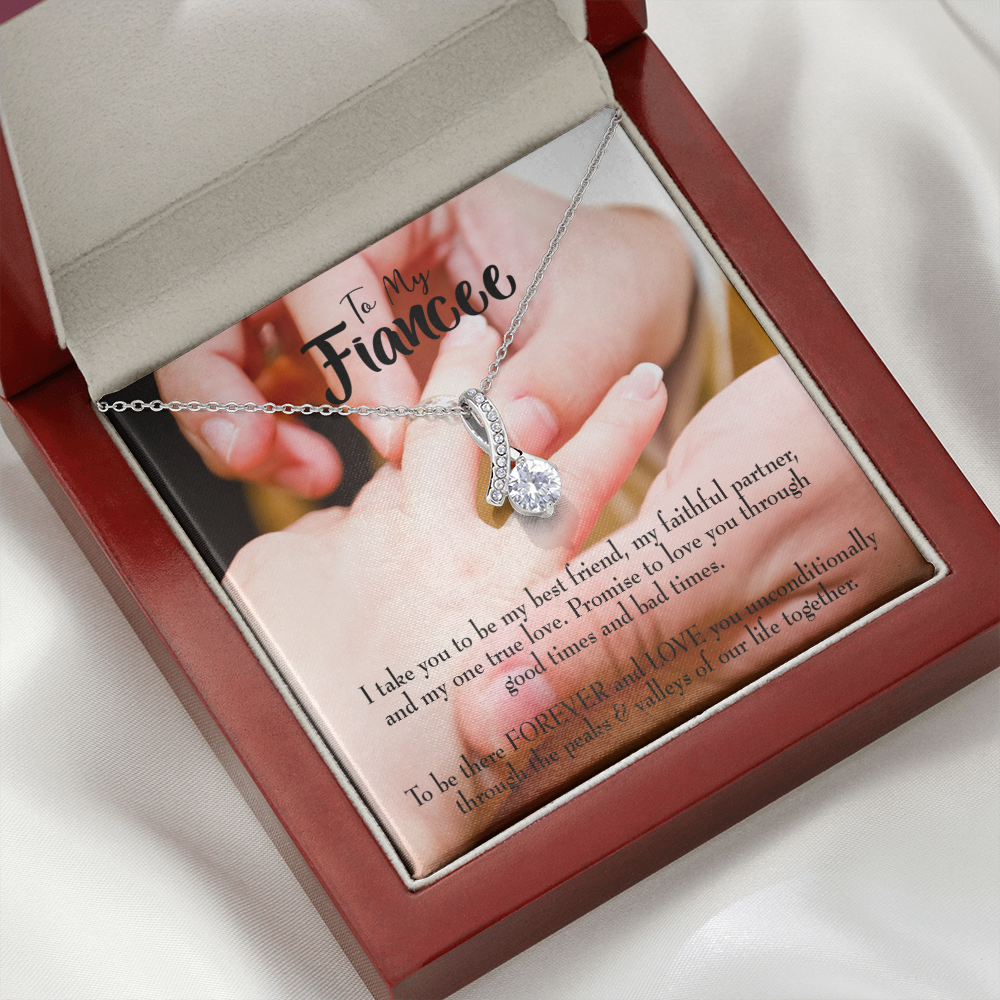 To My Girlfriend Promise to Fiancee Alluring Ribbon Necklace Message Card-Express Your Love Gifts