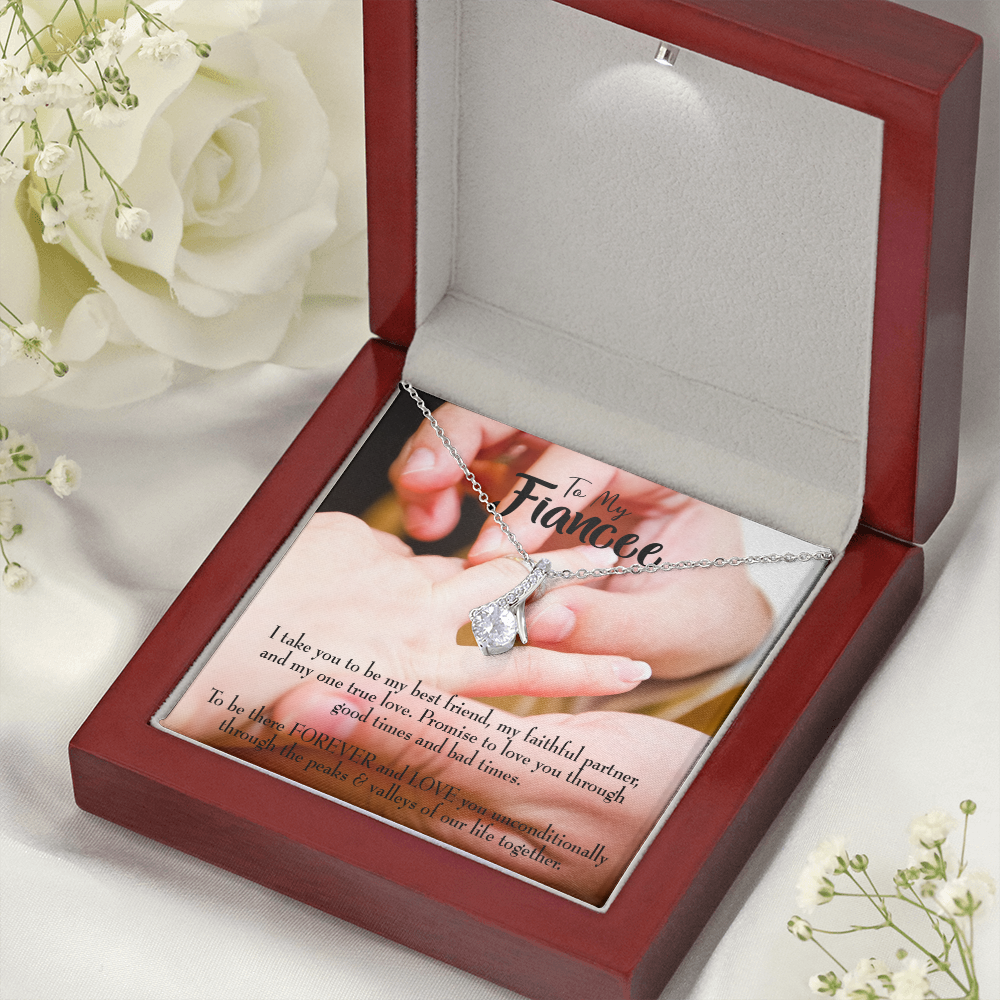 To My Girlfriend Promise to Fiancee Alluring Ribbon Necklace Message Card-Express Your Love Gifts