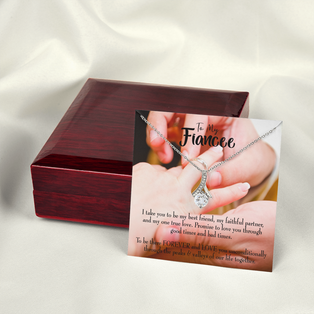 To My Girlfriend Promise to Fiancee Alluring Ribbon Necklace Message Card-Express Your Love Gifts