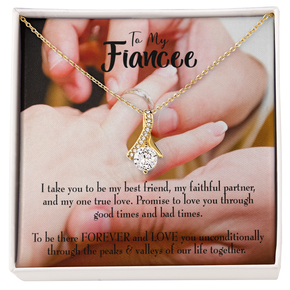 To My Girlfriend Promise to Fiancee Alluring Ribbon Necklace Message Card-Express Your Love Gifts