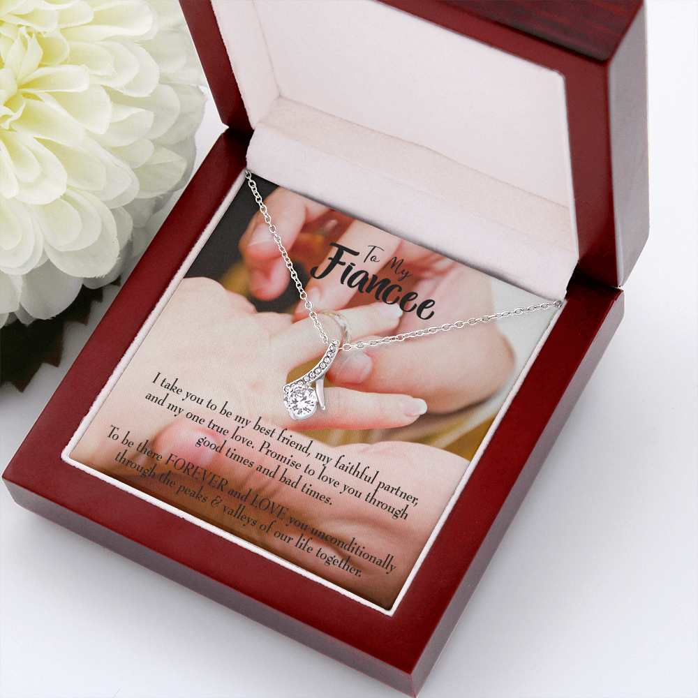 To My Girlfriend Promise to Fiancee Alluring Ribbon Necklace Message Card-Express Your Love Gifts