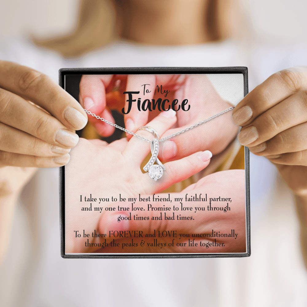 To My Girlfriend Promise to Fiancee Alluring Ribbon Necklace Message Card-Express Your Love Gifts