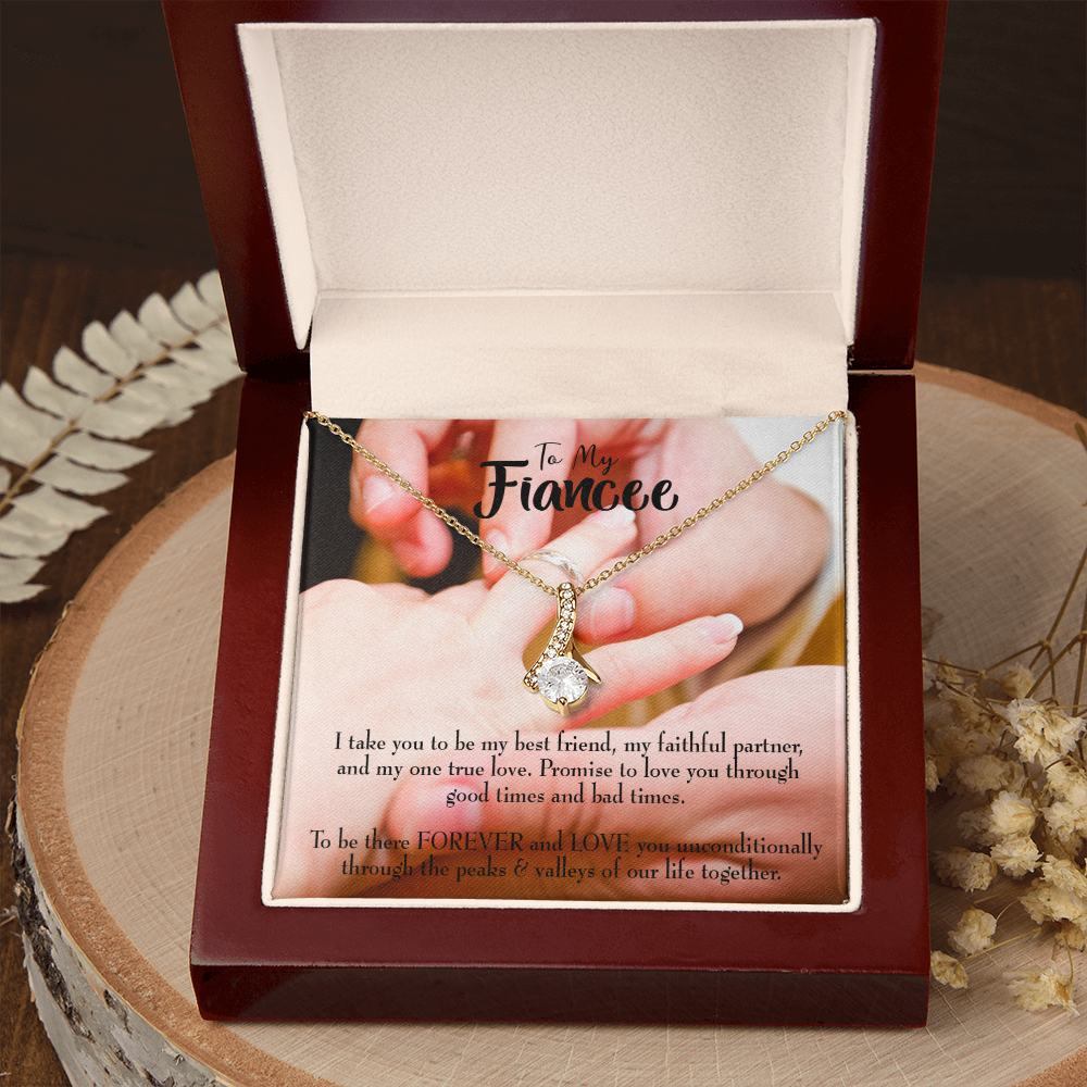 To My Girlfriend Promise to Fiancee Alluring Ribbon Necklace Message Card-Express Your Love Gifts