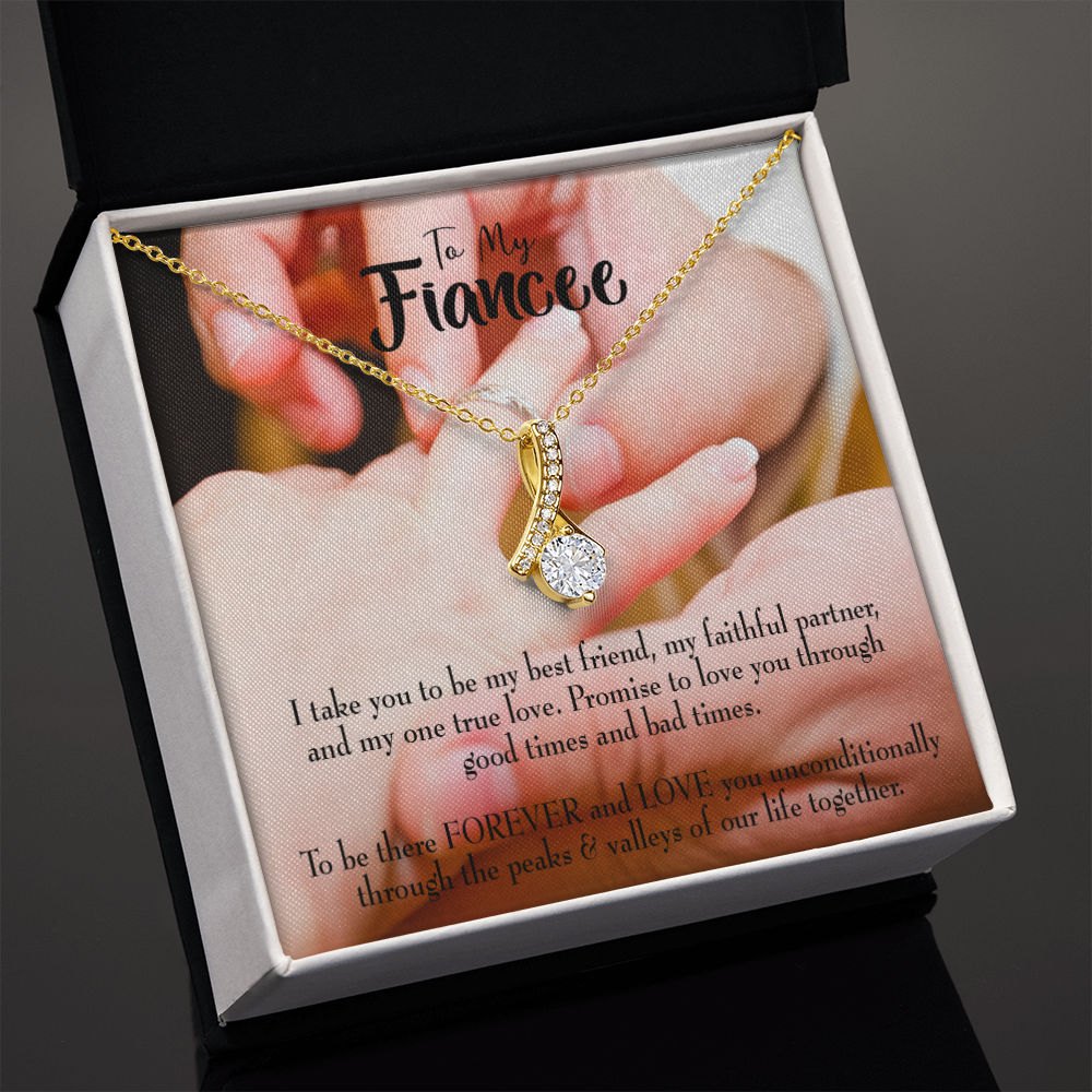 To My Girlfriend Promise to Fiancee Alluring Ribbon Necklace Message Card-Express Your Love Gifts