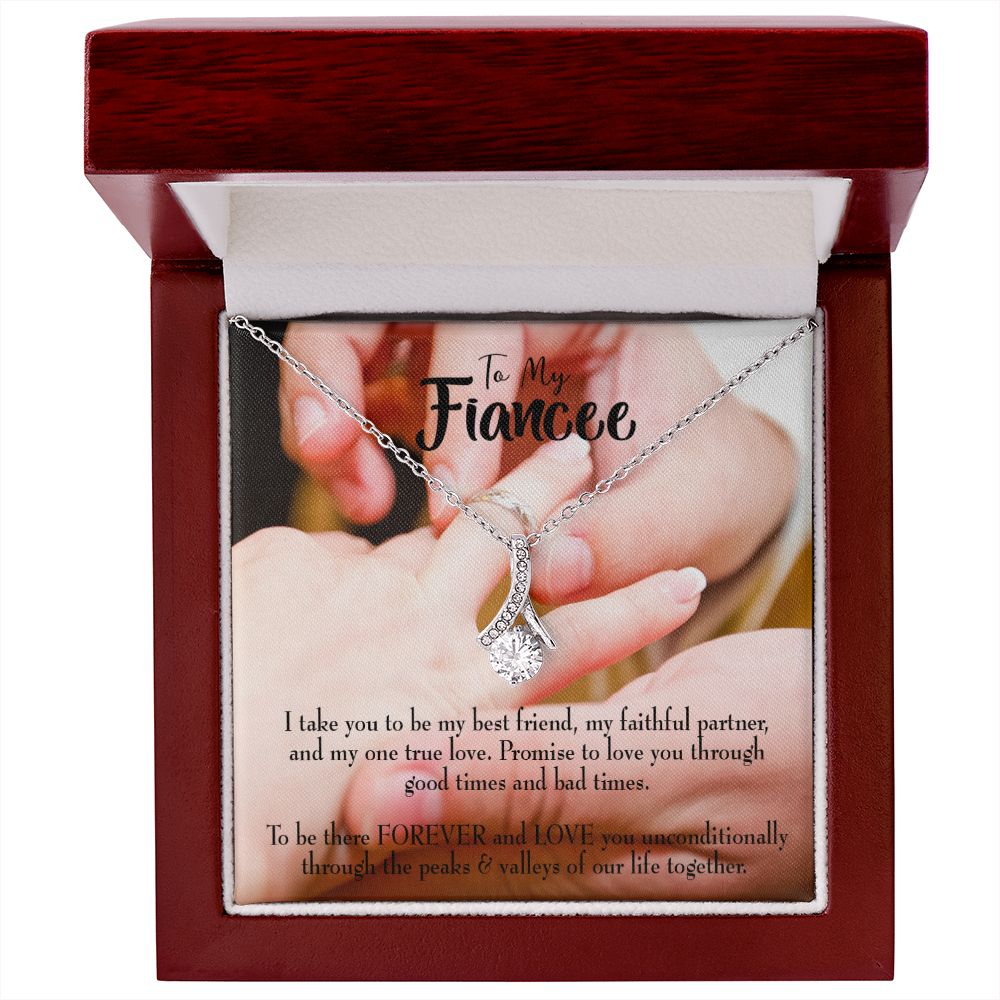 To My Girlfriend Promise to Fiancee Alluring Ribbon Necklace Message Card-Express Your Love Gifts