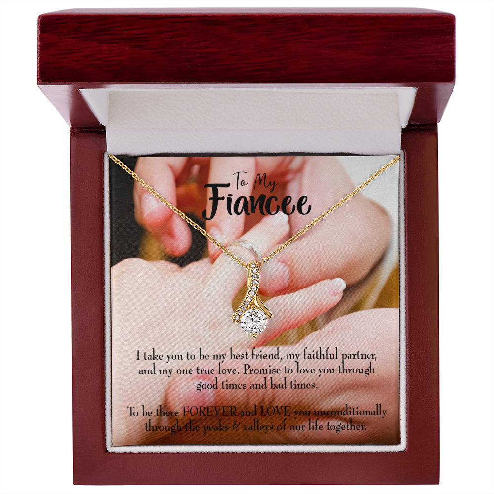 To My Girlfriend Promise to Fiancee Alluring Ribbon Necklace Message Card-Express Your Love Gifts