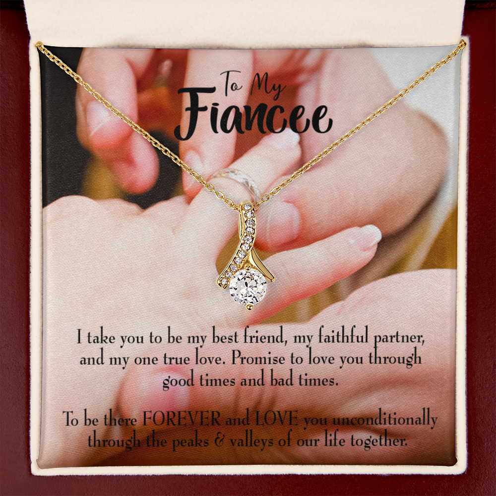 To My Girlfriend Promise to Fiancee Alluring Ribbon Necklace Message Card-Express Your Love Gifts