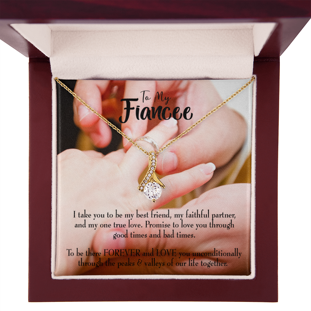To My Girlfriend Promise to Fiancee Alluring Ribbon Necklace Message Card-Express Your Love Gifts