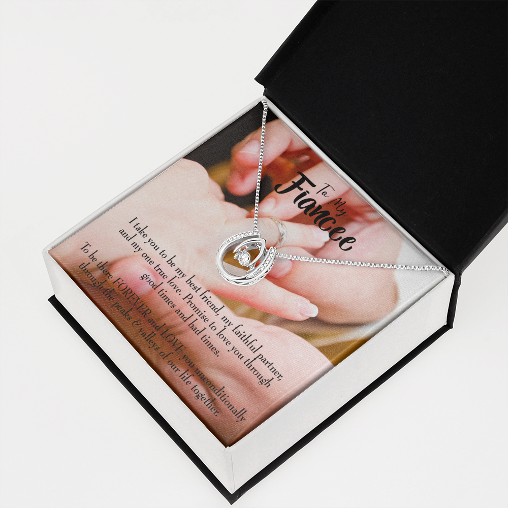 To My Girlfriend Promise to Fiancee Lucky Horseshoe Necklace Message Card 14k w CZ Crystals-Express Your Love Gifts