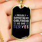 To My Girlfriend Proud Army Boyfriend Necklace Stainless Steel or 18k Gold Dog Tag 24" Chain-Express Your Love Gifts