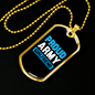 To My Girlfriend Proud Army Girlfriend Blue Necklace Stainless Steel or 18k Gold Dog Tag 24" Chain-Express Your Love Gifts