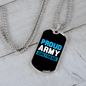 To My Girlfriend Proud Army Girlfriend Blue Necklace Stainless Steel or 18k Gold Dog Tag 24" Chain-Express Your Love Gifts