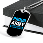To My Girlfriend Proud Army Girlfriend Blue Necklace Stainless Steel or 18k Gold Dog Tag 24" Chain-Express Your Love Gifts