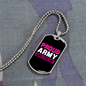 To My Girlfriend Proud Army Girlfriend Pink Necklace Stainless Steel or 18k Gold Dog Tag 24" Chain-Express Your Love Gifts