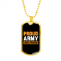 To My Girlfriend Proud Army Girlfriend Yellow Necklace Stainless Steel or 18k Gold Dog Tag 24" Chain-Express Your Love Gifts