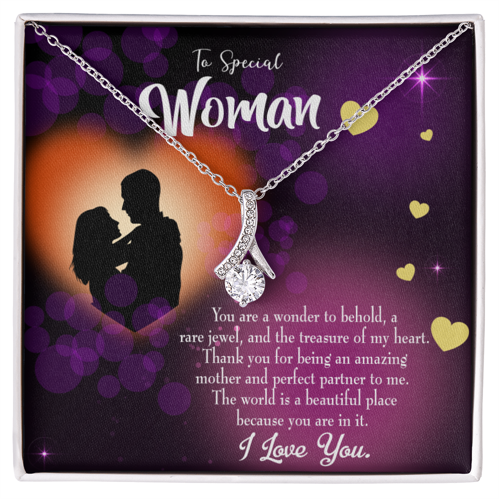 To My Girlfriend Rare Jewel Alluring Ribbon Necklace Message Card-Express Your Love Gifts