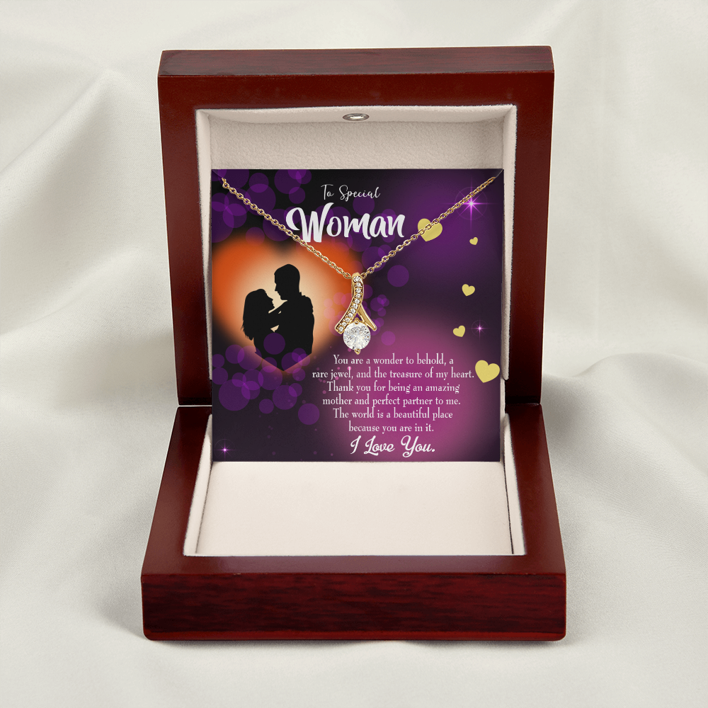 To My Girlfriend Rare Jewel Alluring Ribbon Necklace Message Card-Express Your Love Gifts