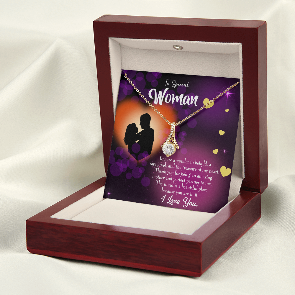 To My Girlfriend Rare Jewel Alluring Ribbon Necklace Message Card-Express Your Love Gifts