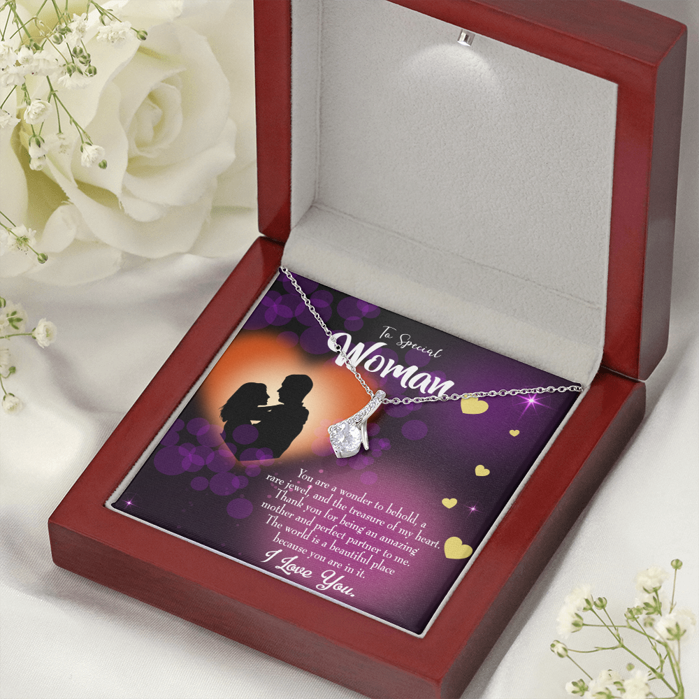 To My Girlfriend Rare Jewel Alluring Ribbon Necklace Message Card-Express Your Love Gifts