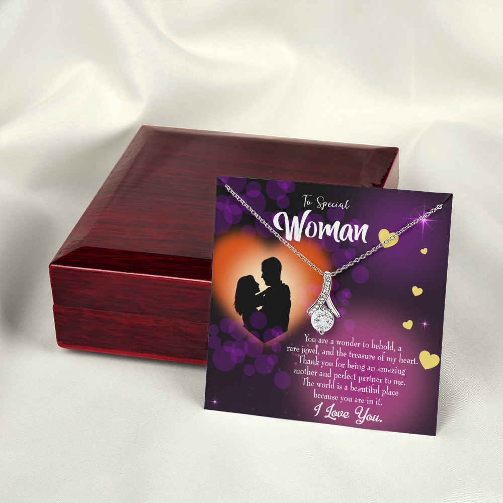 To My Girlfriend Rare Jewel Alluring Ribbon Necklace Message Card-Express Your Love Gifts