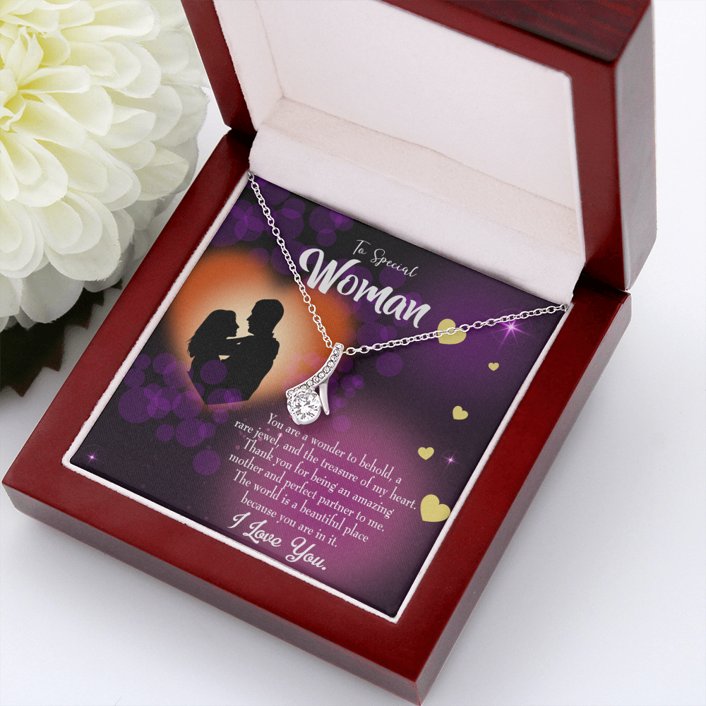 To My Girlfriend Rare Jewel Alluring Ribbon Necklace Message Card-Express Your Love Gifts