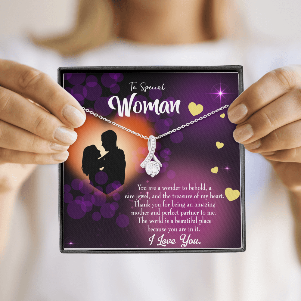 To My Girlfriend Rare Jewel Alluring Ribbon Necklace Message Card-Express Your Love Gifts