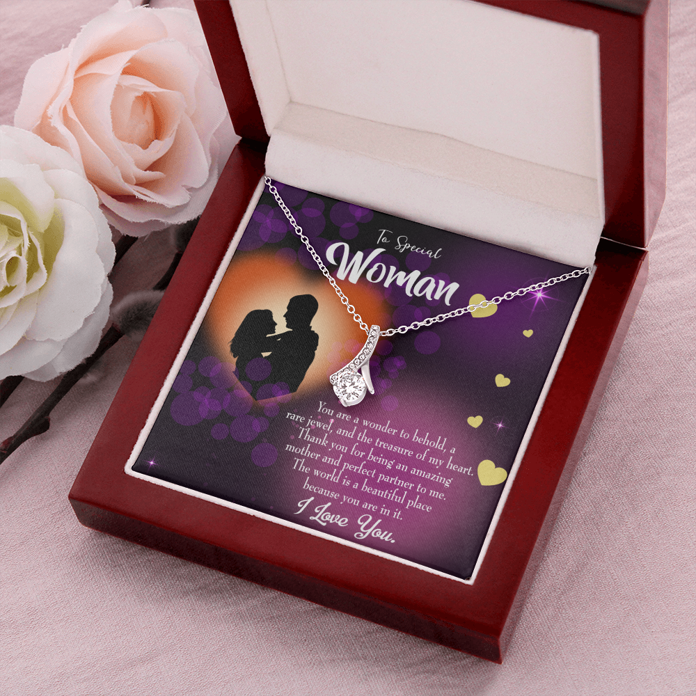 To My Girlfriend Rare Jewel Alluring Ribbon Necklace Message Card-Express Your Love Gifts