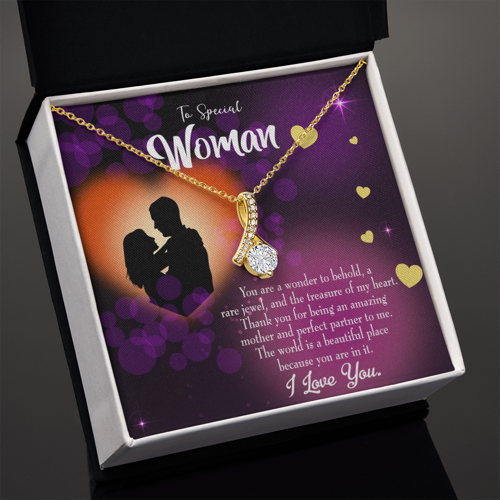 To My Girlfriend Rare Jewel Alluring Ribbon Necklace Message Card-Express Your Love Gifts