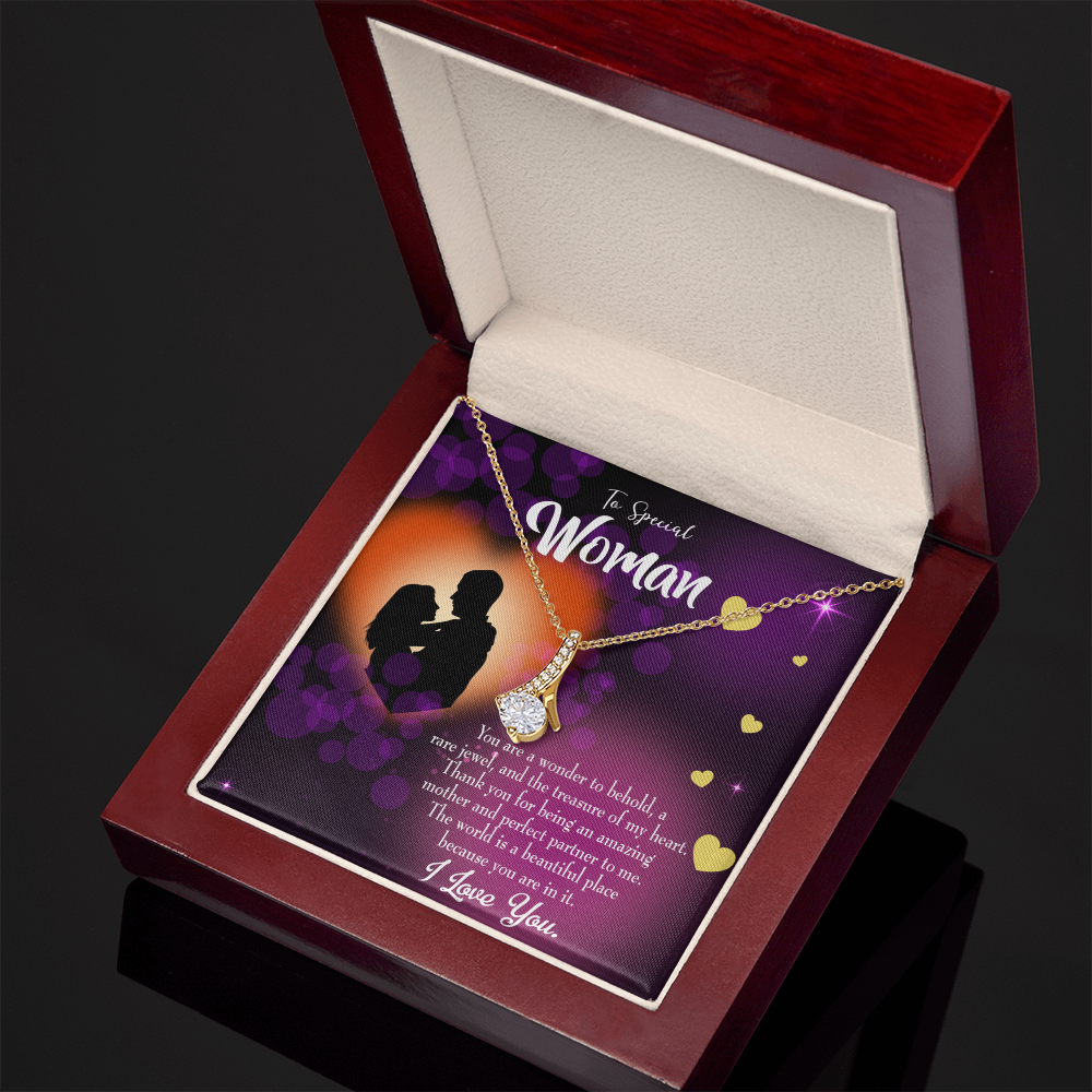 To My Girlfriend Rare Jewel Alluring Ribbon Necklace Message Card-Express Your Love Gifts