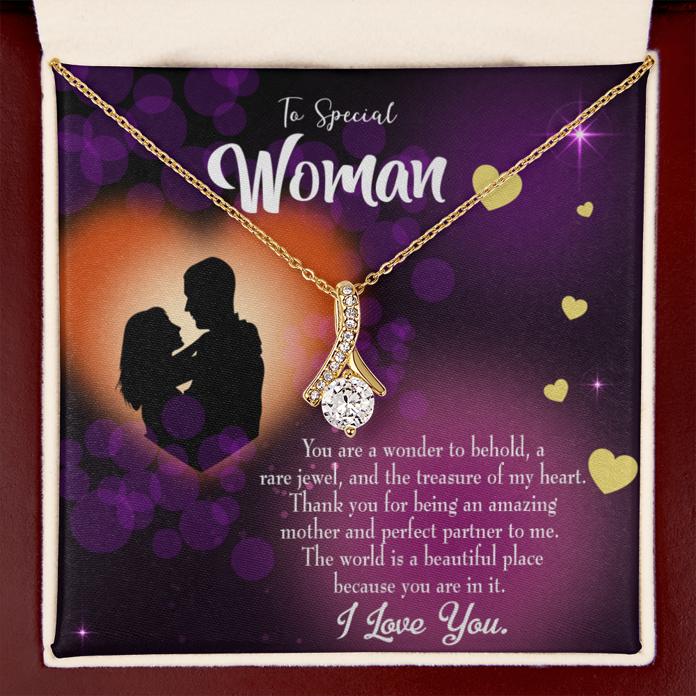 To My Girlfriend Rare Jewel Alluring Ribbon Necklace Message Card-Express Your Love Gifts